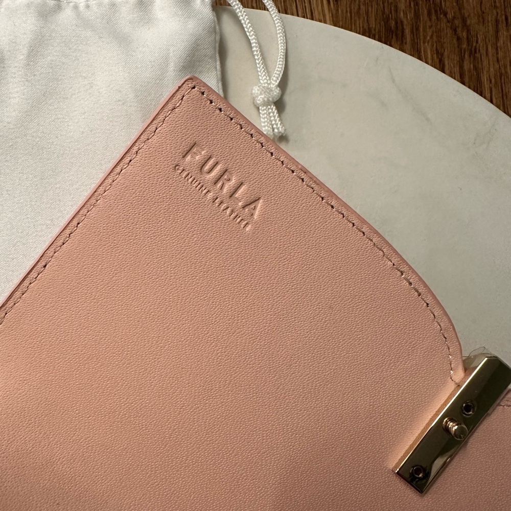 NWT! NEW! Furla Ribbon Blush Leather Tei-Fold Long Wallet Women - Picture 6 of 6